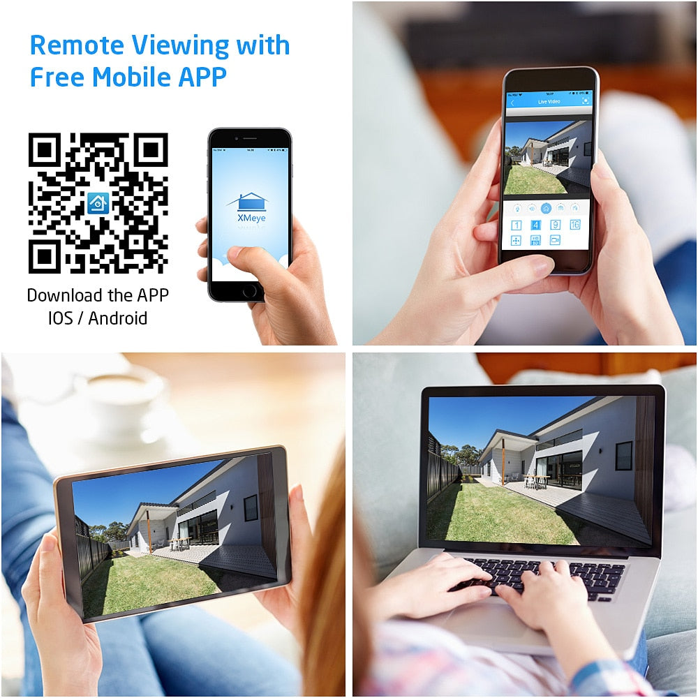 H.VIEW 8CH 1080P Video Surveillance Camera Security System Kit CCTV System for Home
